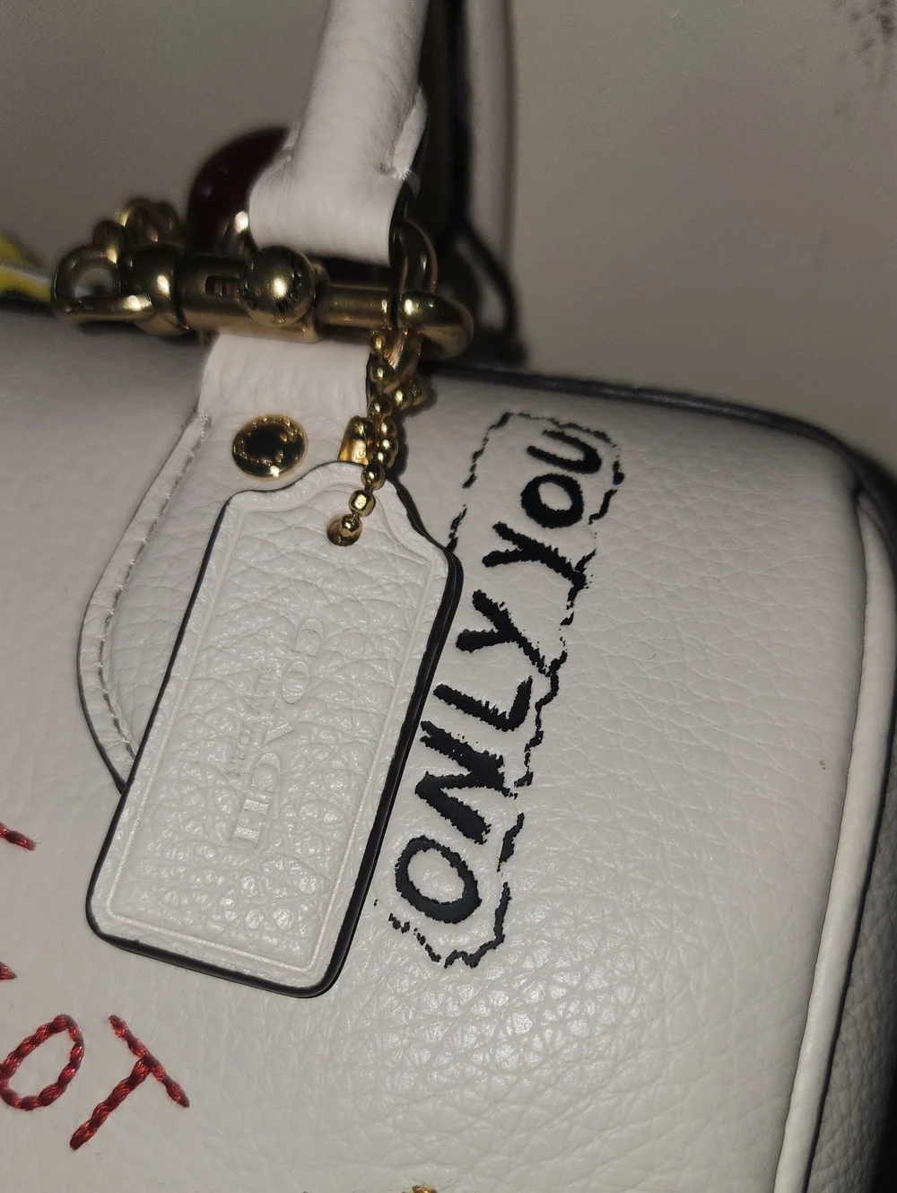 COACH White Pebbled Leather Rowan Sketch NYC Print Satchel Style CAK19 NEW